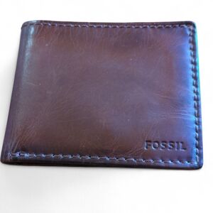 🔥Live Show Listing Fossil Men's Dark Brown Leather Bifold Wallet